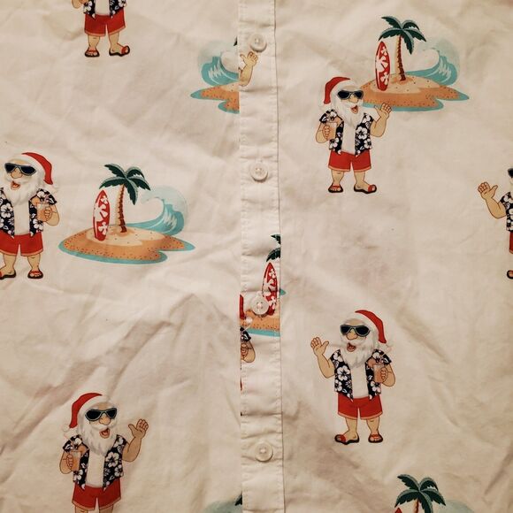 Denim & Flower Brand Santa Claus Surf Hawaiian Style Shirt Men's Size Small - Picture 9 of 16